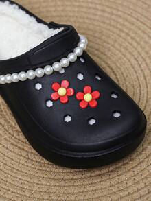 CIVHOM 女士冬季毛绒内衬套脚拖鞋 - 防滑EVA材质室内/室外家居鞋，舒适布衬里 - 黑色 - 查看 4