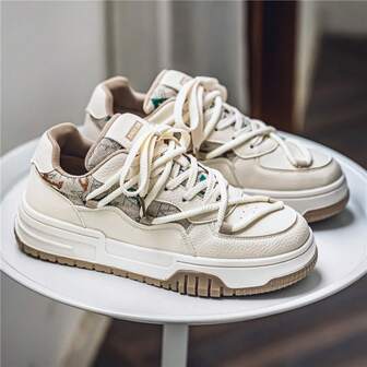 男士学生四季面包鞋，防滑透气PU皮革，圆头，低帮，加厚鞋底，增高，滑板鞋，厚底鞋