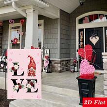 Bandera de jardín del Día de San Valentín de 12*18 pulgadas de doble cara para exteriores con corazón rústico vertical, estilo granja, decoración estacional festiva para el patio - Rojo - Ver 7