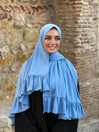 1件装女士针织头巾，大号纯色头巾披肩，柔软围巾披肩，舒适透气头巾，阿巴雅配饰，女士面纱，适合日常、户外活动、祈祷、礼拜