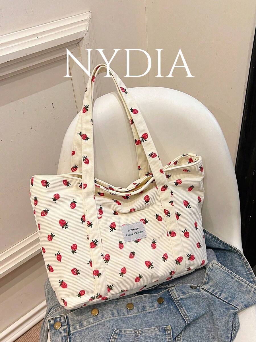 大容量纯色简约灯芯绒手提包