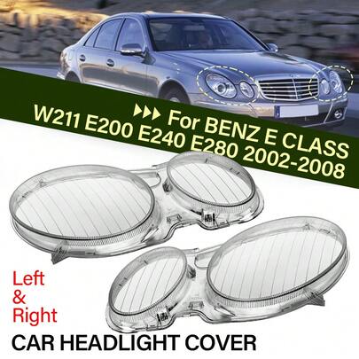 Cubierta de lente del faro delantero del coche para Mercedes Benz W211 E320 E350, cubierta del faro transparente, accesorio de coche