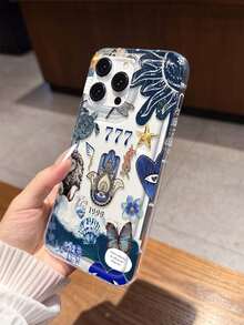 透明手机壳，蓝色邪眼设计，兼容 17/16/14/13 Pro Max/12 Pro/11/Xr/Xs/7/8 Plus、S10/S22/A12/A50/A52/S24/A135G等型号 - 耐用TPU材质，带气垫 - 彩色 - 查看 4