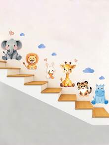 1pc Cute Animal Wall Sticker, Bedroom Baby Room Wall Decor, Living Room Wall Decoration, Self-Adhesive High-End Wall Decal - Multicolor - View 8