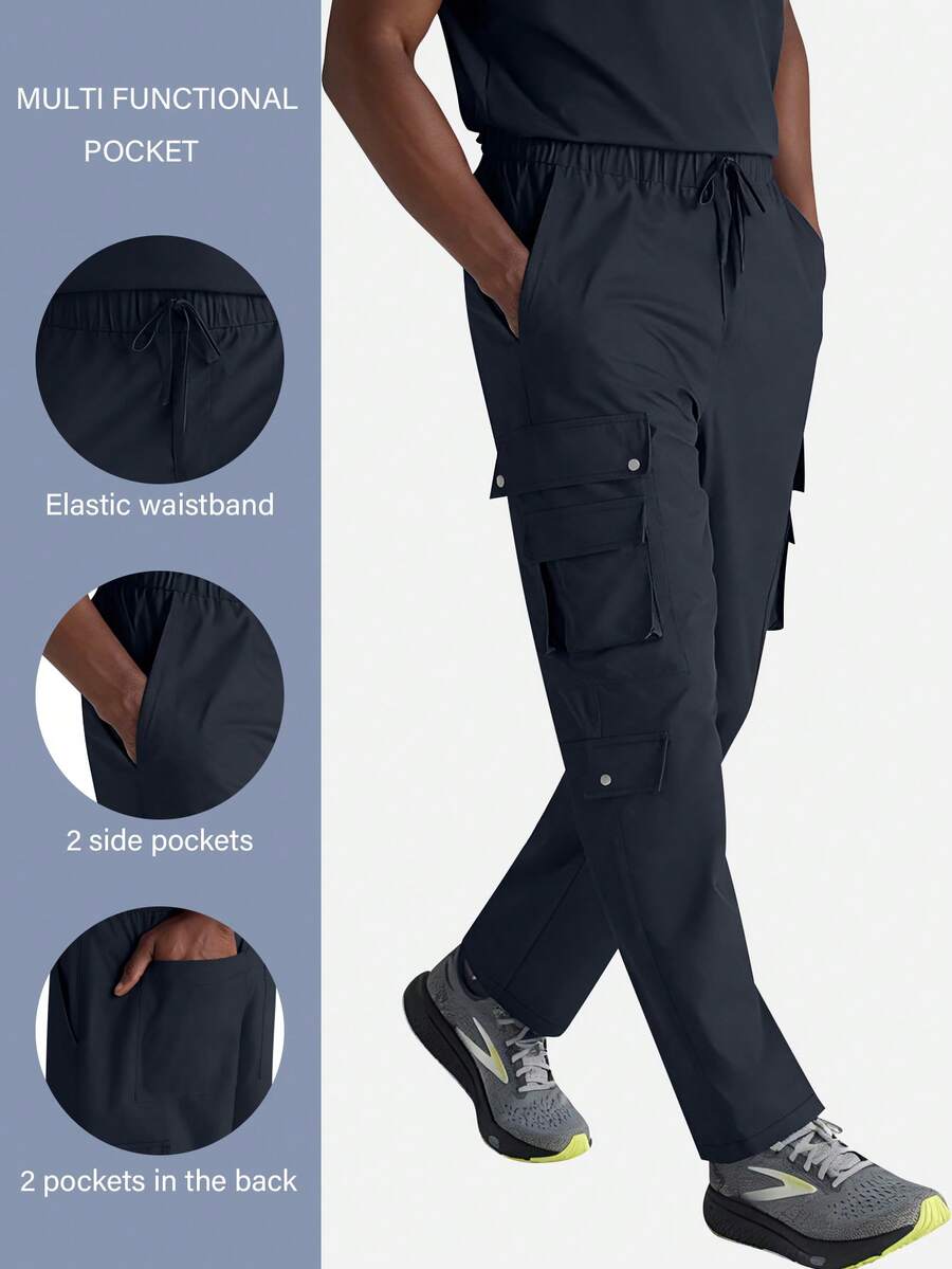 cimmuovere 男士医疗/保健裤，舒适裤，纯色简约多口袋裤