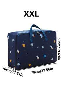 1pc Cat Pattern, Rocket Pattern, Small Fish Pattern Quilt Storage Bag With Large Capacity, Waterproof And Moisture-Proof, Organizing And Packing Clothes, Luggage Bags For Moving, And Quilt Bags - Blue - View 18