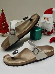 软木拖鞋、人字拖、男女通用夏季沙滩凉鞋，适合所有季节 - 米色 - 查看 9