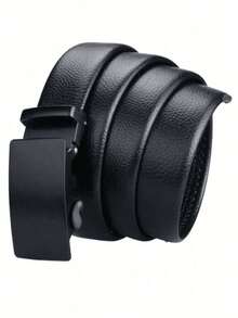 1pc Leather Belt With Square  Men - màu đen - Xem 3