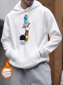 sweat-shirt à capuche avec poche kangourou à imprimé élément planétaire pour hommes, convient aux couples, automne/hiver