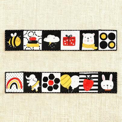 My First Black And White High Contrast Soft Book For Baby, Infant Tummy Time Cloth Book Toys, Black And White Baby Cards, Folding Educational Activity Cloth Book Suitable For Boys Girls Toddler