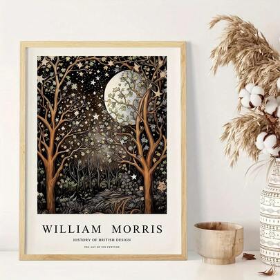 1幅帆布海报，现代艺术，日落，星空，月亮，风景装饰画，卧室、客厅、走廊的理想礼物，墙面艺术，墙面装饰，冬季装饰，房间装饰（可选画框）