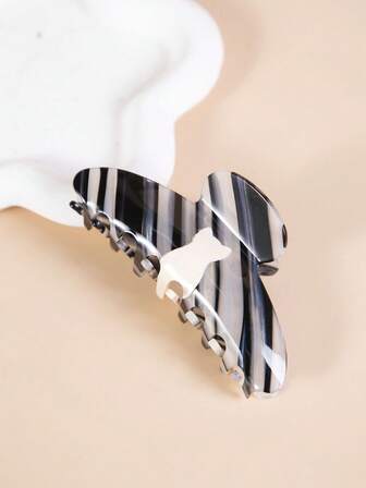 1pc Gray Striped Hair Claw Hair Accessory,Stocking Stuffers,Stocking Fillers,Stocking Stuffers For Women,Stocking Fillers Women,Christmas Gifts,Gifts,Christmas Stocking Fillers,Gifts For Women,Gift,Christmas Gift,Stocking Stuffers For Adults,Stocking Fillers For Adult,Hair Stuff,Women's Accessories,Stocking Stuffer,Coming-Of-Age Hair Accessory,Christmas Hair Accessories,Gift Ideas For Women,Beauty Stocking Fillers,Christmas Gifts For Women