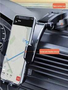 1 件全新车载出风口手机支架自动锁定吸盘支架用于导航兼容 、Android 手机，生日礼物，家人、朋友夏季汽车配件，车载手机支架 - 黑色鏡面 - 查看 5