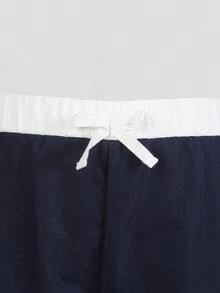 Girls' Wide Leg Pants, Spring/Autumn Fashion New Letter Print Blue & White Contrast Color Casual Loose Straight Trousers