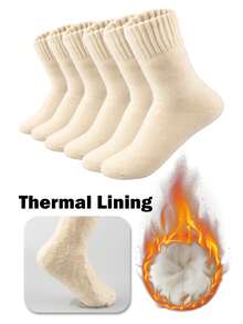 3 đôi tất cổ cao bằng vải nỉ dày dặn dành cho nữ, tất lông ấm áp và bền cho mùa thu/đông, tất giữ nhiệt mềm mại và thoải mái khi đi sàn, tất ngủ - Nhiều màu - Xem 13