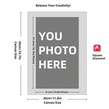 Kit di pittura a diamante personalizzata su misura per adulti, fai da te 5D, arte con punti a forma rotonda/quadrata, con foto, testo e disegno personalizzato, in varie dimensioni (20x25cm), decorazione personalizzata per la casa (Punti rotondi, 30x40cm), kit per adulti, decorazione con pittura a diamanti 5D