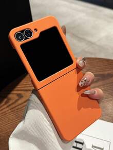 Business Anti-Shock Matte Solid Color Phone Case, Compatible With Samsung Galaxy Z Flip7, Z Flip5 5G, Z Flip 4, Z Flip6, Z Flip 3, Hard PC Protective Cover - Orange - View 3