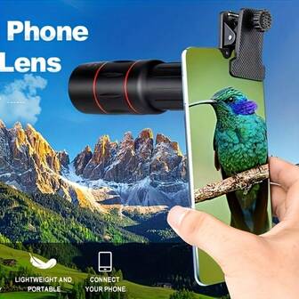 36X Telephoto Lens For Smartphone | Universal Smartphone Telephoto Lens Accessory, Durable Material, Compatible With IPhone, And More, Outdoor Camping Photography Accessory, Portable Smartphone Telephoto Lens - High-Definition Optical Camera Accessory, Made Of Durable Rubber Material, Compatible With Most Smartphones, Suitable For Travel And Photography, Smartphone Lens Accessory, Fashionable Design, Precise Focusing Lens