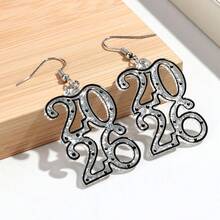 一对亚克力2026数字吊坠耳环，时尚首饰，女士派对佩戴礼物，新年饰品 - 耳環 - 查看 13