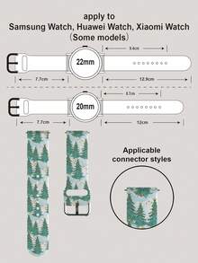 1pc Christmas Light Blue Cloud Background Golden Star Decorated Pine Tree Soft Elastic Breathable Wristband Replacement Watch Band Compatible With Samsung, Garmin, Honor Smartwatches, 38mm 40mm 41mm 45mm 44mm 42mm 46mm 49mm, Fashionable Casual Multi-Color Silicone Watch Band Compatible With Apple Watch Ultra SE/11/10/9/8/7/6/5/4/3/2/1 - Multicolor - View 7
