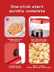 HONGMEI 1pc 1200W Electric Hot Air Popcorn Maker, High Popping Rate, 2-Minute Quick Popcorn Making, Healthy Oil-Free, Suitable For Family Movie Night - EU F Type Plug(220-240V) - View 4