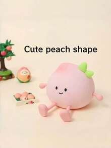 一款可爱的粉色小桃子造型夜灯，采用暖色调LED灯光，具有三档亮度调节、触摸控制、可充电、带开关，并拥有趣味十足的卡通水果造型。 - 彩色 - 查看 7