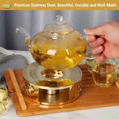 1 pieza, Calentador de té de acero inoxidable, diseño simple y elegante, portátil para hacer té, calentar té, calentar café, calentar alimentos y leche. Adecuado para usar en hogares, oficinas y durante viajes de camping.