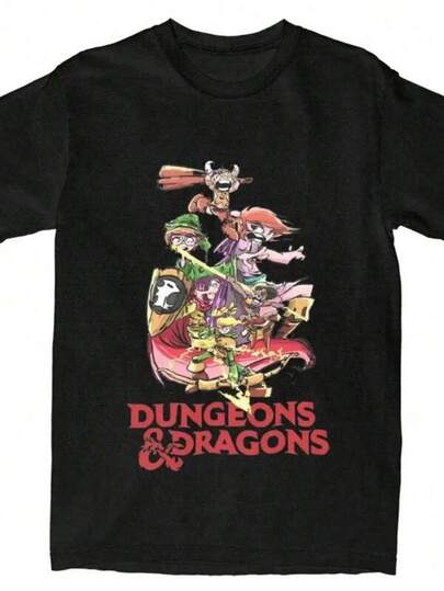 Men's Fashion Print Casual T-Shirt Sea Ball T-Shirt Dungeon And Dragon T-Shirt Hip Hop T-Shirt For Women Summer Awesome Printed Short Sleeve Clothes Fashion Y2K,New Year Party Gifts, And Must-Have Gifts For The Start Of School Season,Fun,Sexy,Avant-Garde And Personalized Design,Opaque Fabric,Suitable For Spring Valentine's Day, Gifts For Men