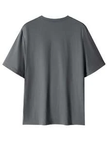 Tween Boys Students Casual Printed Round Neck Short Sleeve T-Shirt, Summer Top - Dark Grey - View 3