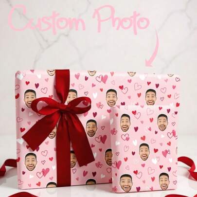 1pc Customized Gift Wrapping Paper, Personalized Packaging Paper With Patterns And Text, Christmas Wrapping Paper, Fun Christmas Customized Gift, Party Packaging Paper, Holiday Wrapping Paper, Christmas Gift, Santa Claus, Santa Hat, 42*60cm, For His/Her Gift,Party Top
