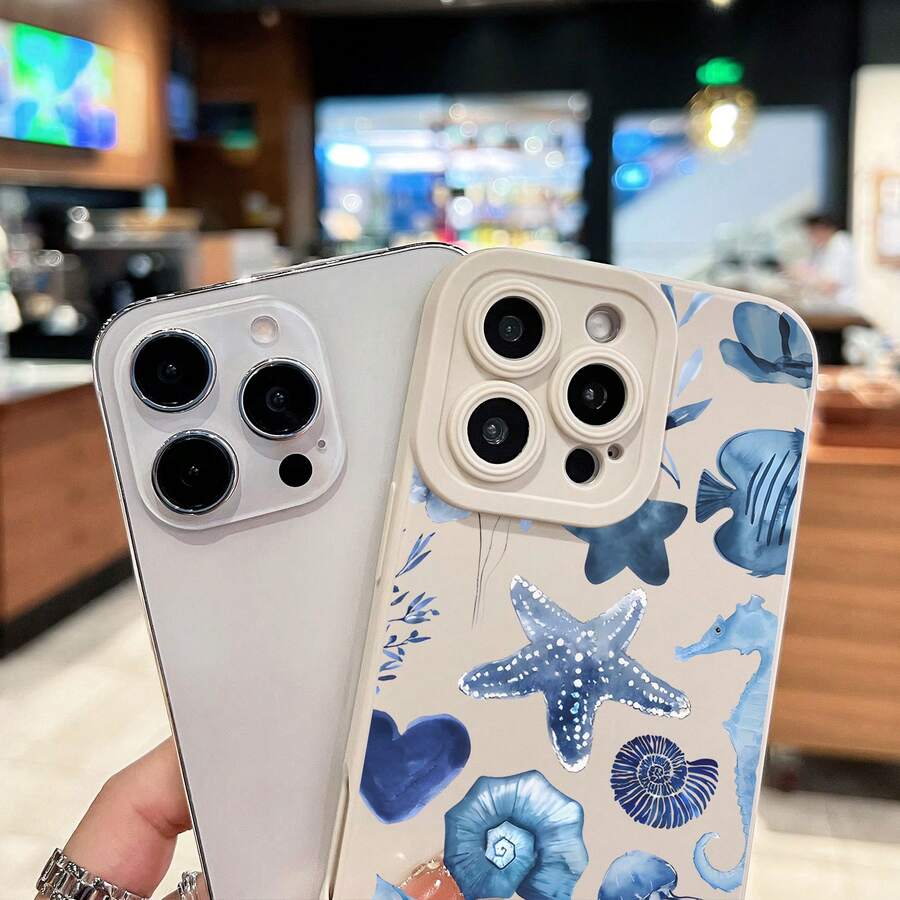 Ocean Life Art Pattern Phone Case Compatible With Samsung Phone Cases  17  16 Pro Max  15 Pro Max  13 And  12 Made Of TPU Material Providing Shock And Drop Protection A Great Gift For Family Friends Loved Ones Boyfriends/Girlfriends And For Christmas - White - View 1