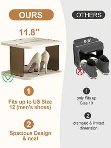 Shoe Rack For Closet, Space Saving Shoe Organizer, Sturdy Storage Shelf, Closet Organizers And Storage, Shoe Cabinet For Upright Or Upside Down, Large Space Fit All Shoe Sizes, Stackable Free Standing Shoe Rack For Entryway, Garage, Corridor, Apartment Essentials, Home Organization - White & Brown - View 8