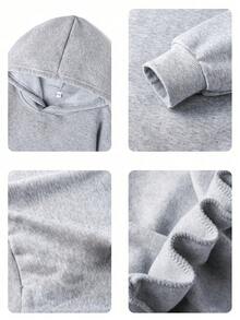 1pc Tween Boy Casual Printed Pullover Sweatshirt, Thermal Lined, Long Sleeve, Autumn/Winter, Student/Youth Clothing - Light Grey - View 5