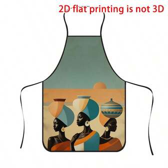 1pc African Culture Art Print Apron, Polyester Material, Suitable For Cooking, Barbecue, Gardening, Painting, Manicure, Unisex, Indoor & Outdoor Use