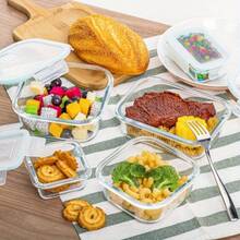 8 Stück Glass Nahrung Containers , Oven, Freezer & Dishwasher Safe, Reusable Rectangular Food Storage Containers for Lunch, Leftovers, Snacks - Durable, Space-Saving Design, Food-Safe Glass, Multi-Purpose Kitchen & Dining Organization, Microwave Safe Containers | Sleek Rectangular Containers | Durable Glass Containers, Meal Prep Containers - Grau - Übersicht 6