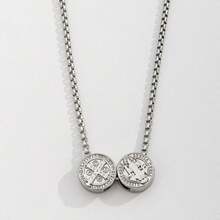 Men's Necklace With Venetian Chain And St. Benedict Scapular In Silver And Stainless Steel - Multicolor - View 4