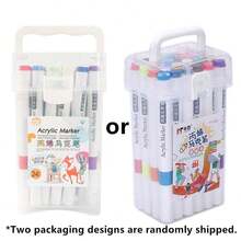 Marcadores de pintura acrílica multicolor, adecuados para la pintura de niños, resistentes al agua y de secado rápido, ideales para el grafiti de estudiantes, pintura de piedras, madera, cerámica, tela, lienzo, huevos de Pascua, sets de calabazas, manualidades DIY y garabatos de jardín de infantes - Multicolor - Ver 24