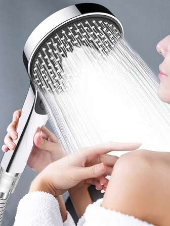 Cabezal de ducha grande de 13.5 cm con 3 ajustes de alta presión, rociador de ducha de mano con modos de lluvia, niebla y mixto, adecuado para baños de casa y hotel