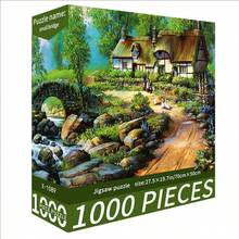 En låda med 1000-bitars pussel, 70 cm * 50 cm, med landskaps-, tecknade serier och oljemålningar. Det finns olika typer av pussel, lämpliga för vuxna för att lindra stress, som dekorativ konst och perfekta som julklappar och högtidsgåvor. Par, Alla hjärtans dag-presenter, - Multifärgad - Visa 4