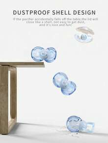 KUNT Set de 1 pieza/2 piezas de chupete a prueba de polvo con forma de concha para bebé, diseño redondo para el día/plano para la noche con cadena de chupete, chupete de silicona apto para uso diario, a prueba de caídas y polvo - Multicolor - Ver 8