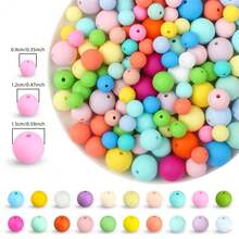 112/198pcs Fashion Round Silicone Beads Jewelry Making Kit - Multi-Color DIY Beading Craft Supplies, Stylish Decorative Beads For Necklaces Bracelets Keychains ID Badge Lanyards Bead Pens, Unisex Gift For Craft Lovers Students Office Workers (9mm/12mm/15mm Optional) - Silicone Round Beads - View 7