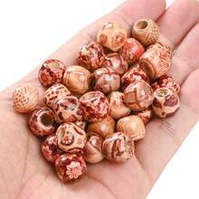 50/100 hạt gỗ Bohemian, hạt lỗ lớn họa tiết hoa cổ điển, thích hợp để trang trí nhà cửa, làm vòng tay, vòng cổ, móc khóa, móc điện thoại, phụ kiện túi xách và đồ thủ công - nâu đỏ - Xem 4