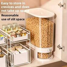 1PC Large Capacity Rotary Bean Dispenser With Divider -10lb-20lb - Waterproof, Moisture-Proof, Insect Proof Bean Storage Container, Suitable For Kitchen Organization, Grain, Nut, Flour, Rice Moisture-Proof And Leak Proof - Portable Kitchen Storage Container - 20 Catties White - View 5