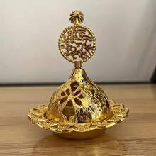 Ngẫu nhiên 3 chiếc Đế đựng hương nhỏ kiểu Ả Rập Trung Đông Golden Hollow/Đế đựng hương thơm bằng kim loại/Đế đựng hương gỗ đàn hương - Nhiều màu - Xem 10