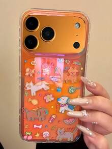 1pc Cute Cartoon Cat & Dog Phone Case, Compatible With IPhone 17 Air 11 12 13 14 15 16 Pro Max Plus, Oil Painting Style, Vivid & Adorable Animal Pattern, Soft TPU Back Cover - Cat - View 5