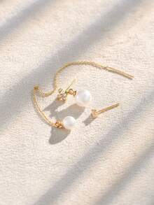 Nooxian 3pcs/Set Elegant Pearl Four-Leaf Clover Earrings & Studs Set, Suitable For Women's Daily Wear - Yellow Gold - View 7