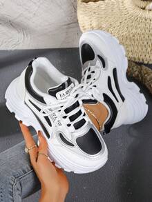 Damen Mode Runde Zehenkappe Schnürung Große Größen Slip-On Winter Warm Bequeme Sportschuhe - Schwarz - Übersicht 7