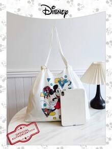 Disney Túi tote gấp gọn họa tiết chuột  chính hãng, túi đeo vai dây rút dung tích lớn, túi xách nhẹ, hàng chính hãng, phù hợp cho nữ/bé gái, sử dụng hàng ngày/mua sắm/dã ngoại. - Màu be - Xem 5