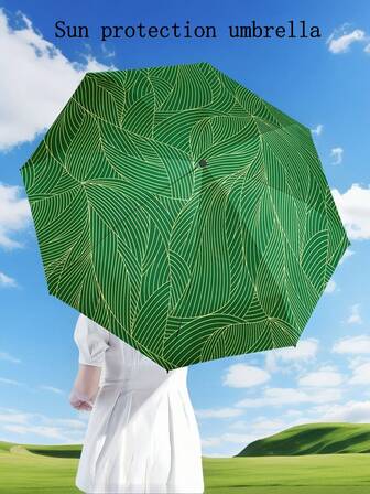 1 st grönt linjemönster hopfällbart paraply kvinnor resebehov ljus bärbart kompakt uv regn stark vintage halloween julklapp skola utomhus solljus bländning campingparaply män och kvinnor