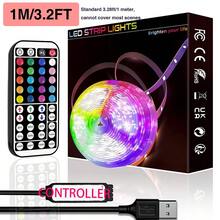 NBBUFF RGB LED-ljusslinga, med 44-knappars fjärrkontroll, kan justera färg och ljusstyrka, längden kan kapas, mycket enkel att installera, LED-lampor lämpliga för heminredning, festivalstämningsbelysning, feststämningsbelysning, rolig väggdekoration Halloween-dekoration present